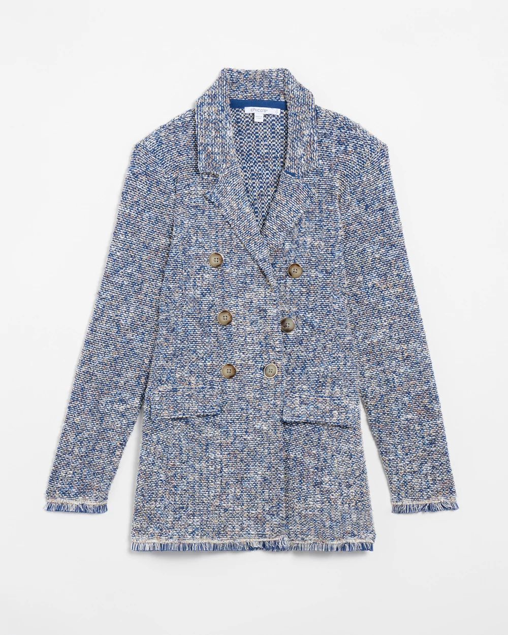 ジャケット HUECLOSET Kinder V-neck tweed short-sleeved jacket 4JE074 Tweed Blazer | Chico's